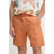 Lanene kratke hlače Pepe Jeans RELAXED LINEN SMART SHORTS oranžna barva, PM801093
