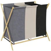 Homestar Košara za perilo 3 predelki 75x48x67 cm večbarvna