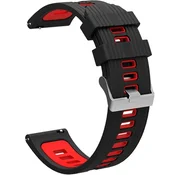 GS Univerzalni silikonski pašček 22 mm, črn/rdeč