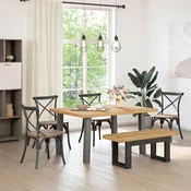 vidaXL Jedilna klop NOAIN 120 x 41 x 45 cm Masivna borovina Naravna