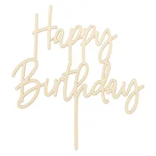 Leseni topper za torto – Happy Birthday, 16,5 cm