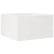 Vidaxl Vrtno cvetlično korito belo 80x80x45,5 cm trdna borovina