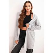 Kesi Womens cotton hoodie with an elongated front gray melange