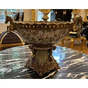 Casa Padrino Art Nouveau porcelain bowl multicolored/brass 63 x 38 x H. 41 cm - Magnificent porcelain bowl - Baroque & Art Nouveau Decorative Accessories