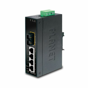 PLANET IP30 Slim Type 4-Port Industrial Ethernet switch + 1-Port 100Base-FX(SC) (-40 - 75 C) (ISW-511T)