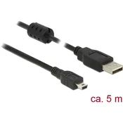 DELOCK Delock USB kabel USB 2.0 USB-A vtič\, USB-mini-B vtič 5.00 m črna s feritnim jedrom 84916, (20416520)