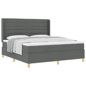 Vidaxl Postelja z vzmetnico z vzmetnico Temno siva 180 x 200 cm blago