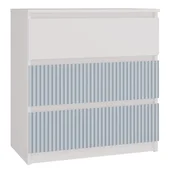 Topeshop KOMODA M3 BELA FRONTAŽA MODRA OMARICA ARTESO MALWA otroška soba Domov