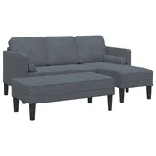 Vidaxl Kavčna garnitura z blazino 2 szt. Temno siva Poliester