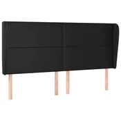 Vidaxl Vzglavje z ušesi črno 183x23x118/128 cm umetno usnje