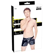 Black Level - Moške lakaste kratke hlače s stranskimi žepi (črne) - 2XL