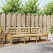Set vanjskih sofa s jastukom 3 pcs Bijela i bež Poliester