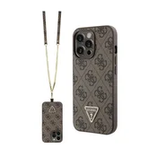 Ovitek Guess Crossbody 4G Metal Logo za iPhone 13 Pro / 13 - rjav