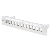 Modular Patch Panel, shielded, 12-Port Blank,1U,254mm (10) Rack Mount, grey RAL 7035