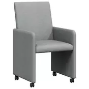 vidaXL Jedilni stoli s kolesi 2 pcs Svetlo siva 57 x 66 x 94 cm blago