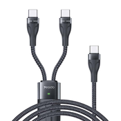 Yesido - podatkovni kabel (CA88) - Type-C do 2 x Type-C 100 W 480 Mbps 140 cm - črn