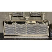 Casa Padrino luxury Art Deco solid wood sideboard cream/gold - Solid wood cabinet with 4 doors - Art deco furniture - Luxury furniture - Luxury furnishings - Luxury quality