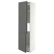METOD Vis.elem.frižider/zamrz s 2vrata, bela/VOXTORP tamnosiva vertikalna rucka, 60x60x220 cm