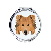 Rough Collie - ogledalo s fotografijo in geometrijskim napisom