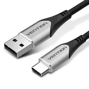 Vention Kabel USB 2.0 A na C, 2m,cotton braided, siva/aluminij