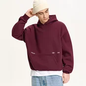 Cropp - Pulover s kapuco in potiskom - maroon
