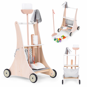 ECOTOYS Leseni voziček za čiščenje z dodatki