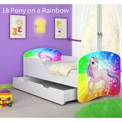 Djecji krevet ACMA s motivom + ladica 160x80 cm 18 Pony on a rainbow