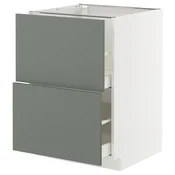 METOD / MAXIMERA Pod.element, 2fronta/2vis.fioke, bela/Nickebo mat sivozelena, 60x60 cm