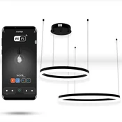 WiFi Tuya okrogla svetilka 60 cm + 40 cm LED črna viseča obročasta okrogla svetilka