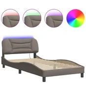 Vidaxl Posteljni okvir z LED brez vzmetnice Hvar taupe 100x200 cm blago