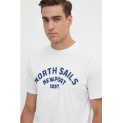 Pamucna majica North Sails za muškarce, boja: bijela, s tiskom, 692988