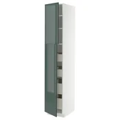 METOD/MAXIMERA Visoka omara z 2 vrati/4 predali, bela/Kallarp temna sivozelena z visokim sijajem, 40x60x220 cm