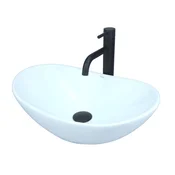 shumee GTM Design Aufsatzwaschbecken 47 cm - Glanz Modern Waschbecken ohne Hahnloch - Elegant Aufsatzwaschbecken Oval für Badezimmer und Gäste WC - nur Bad Waschbecken