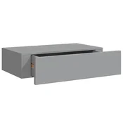 Vidaxl Stenska polica s predalom siva 40x23,5x10 cm mediapan