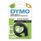 Dymo originalna traka za ispis naljepnica, Dymo, 59421, S0721510, crni ispis/bijela pozadina, 4m, 12 mm, LetraTag papirna traka
