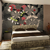 Foto tapeta - floral design - gray 300x231