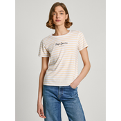 Yellow-white womens striped Pepe Jeans T-shirt