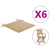 Jastuci za vrtne stolice 6 kom bež 40x40x4 cm od tkanine