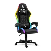 Delight BMD1115BK, do 120kg, RGB osvetlitev, ledvena in vzglavna podpora, črn gaming stol