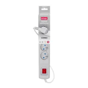slomart Activejet siva podaljševalna vtičnica s kablom ACJ COMBO 5G/3M/BEZP. AUT/S