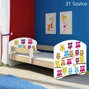 Djecji krevet ACMA s motivom, bocna sonoma 140x70 cm 31 Owls