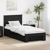 Vidaxl Konstrukcija postelje Črna 80 x 200 cm Konstruiran les