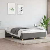 shumee vidaXL Posteljni okvir brez vzmetnice temno siv 140x190 cm oblazinjen s blagom