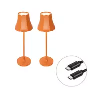 Set 2 Retro namiznih svetilk oranžne barve polnilne IP44 - Granny