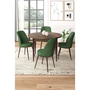 Hanah Home Set Trpezarijski sto i 4 stolice, Zeleno-braon