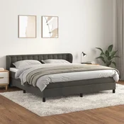 Greatstore Box spring postelja z vzmetnico temno siva 180x200 cm žamet