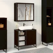 vidaXL Komplet pohištva za kopalnico 2 pcs Črni hrast 65 x 33 x 60 cm