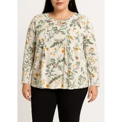 Plus size bluza s cvetlični potiskom, bela