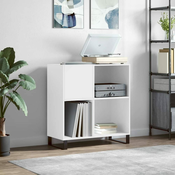 Greatstore Omarica za gramofonske plošče bela 84,5x38x89 cm inženirski les