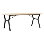 Vidaxl Jedilna miza Y okvir 200x100x75,5 cm trdna borovina jeklo